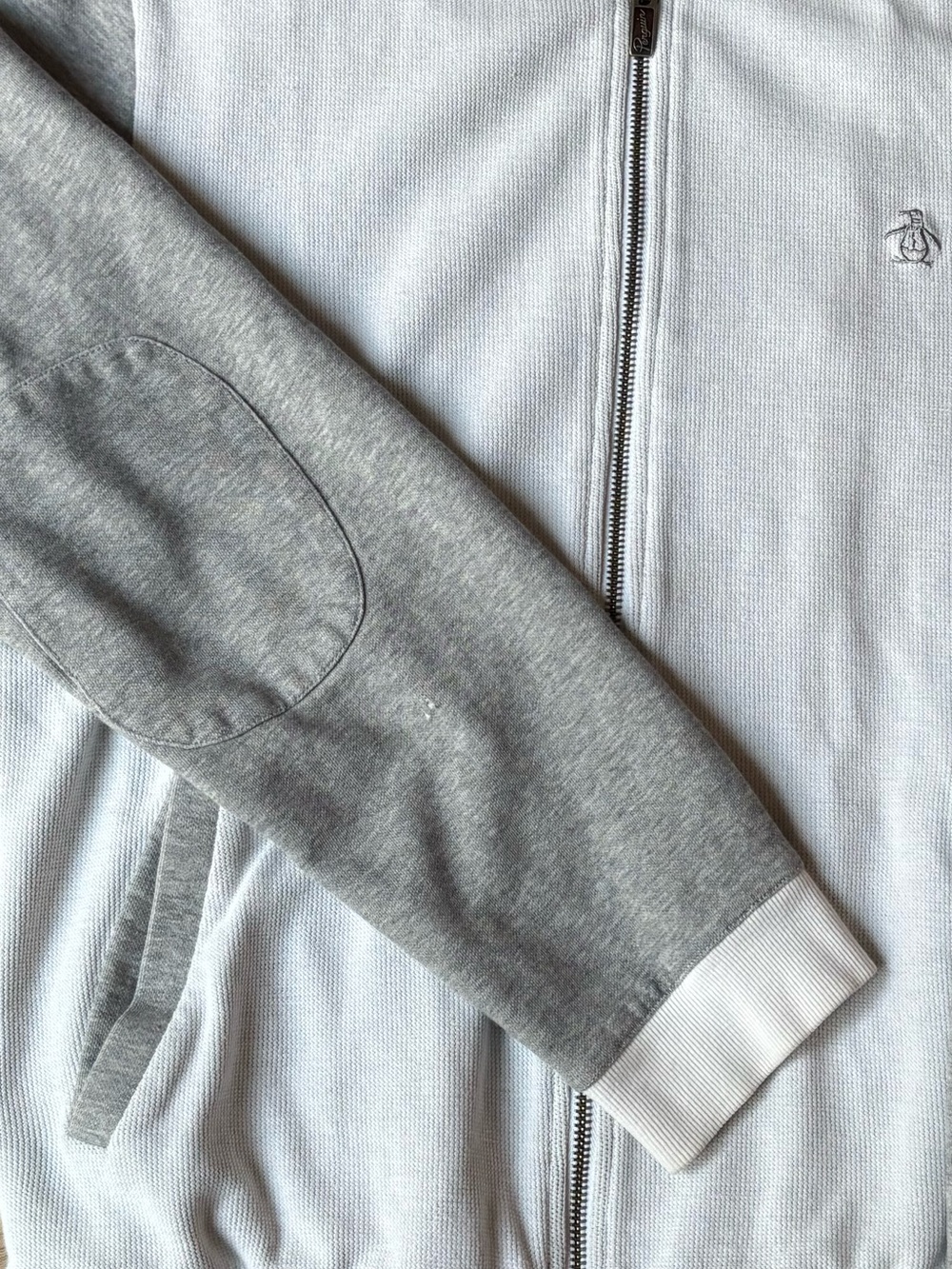 Original Penguin Men's Full Zip Knit Jacket Gray Colorblock Retro Mod M - Picture 4 of 11